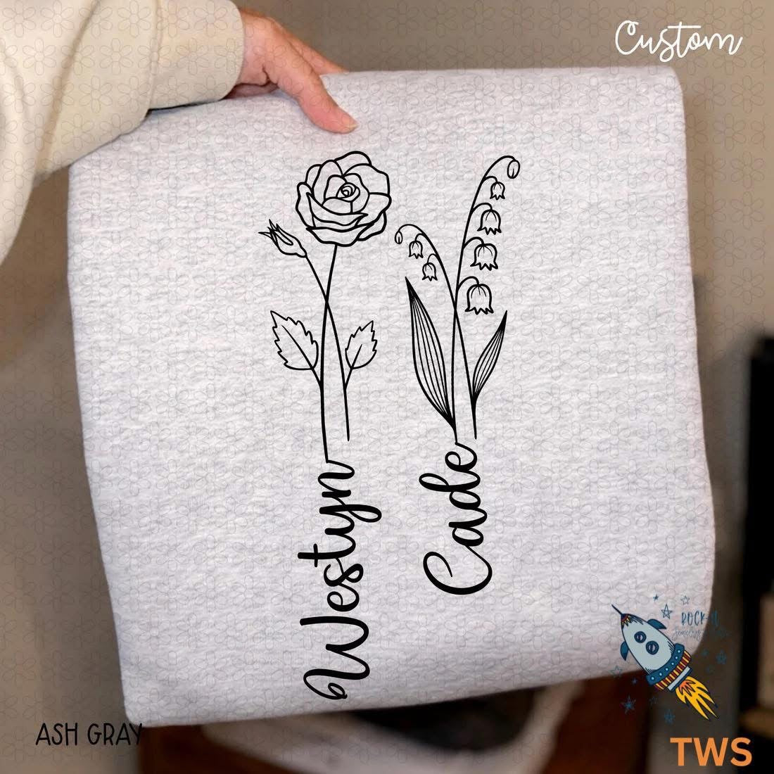 Custom Birth Flower and Script Name